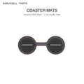 Microsuede cupholder coaster mats, 2 cup mats, black with blue and red stitching, BMW G20 G28 G23 G42