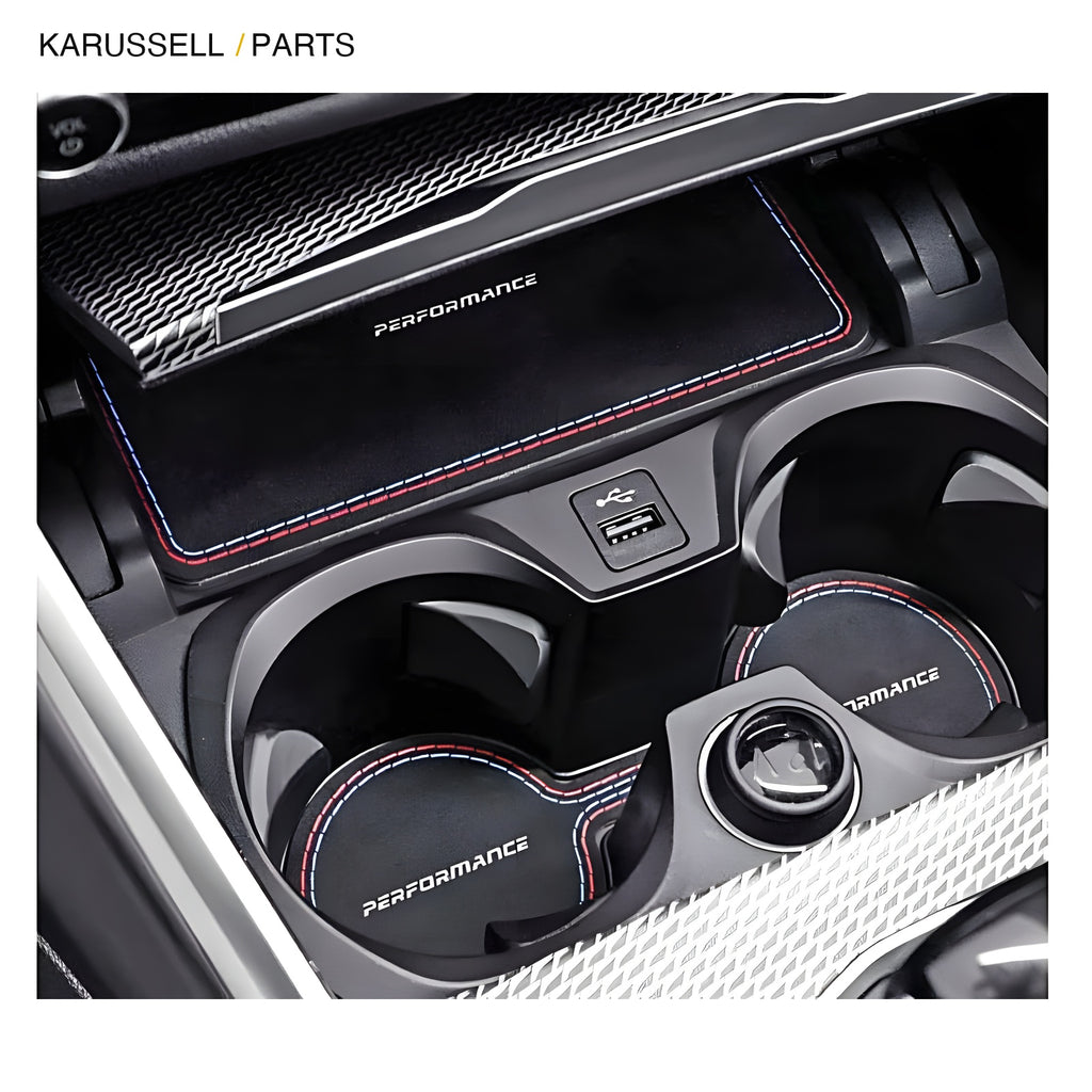 Microsuede coasters in the G20 console