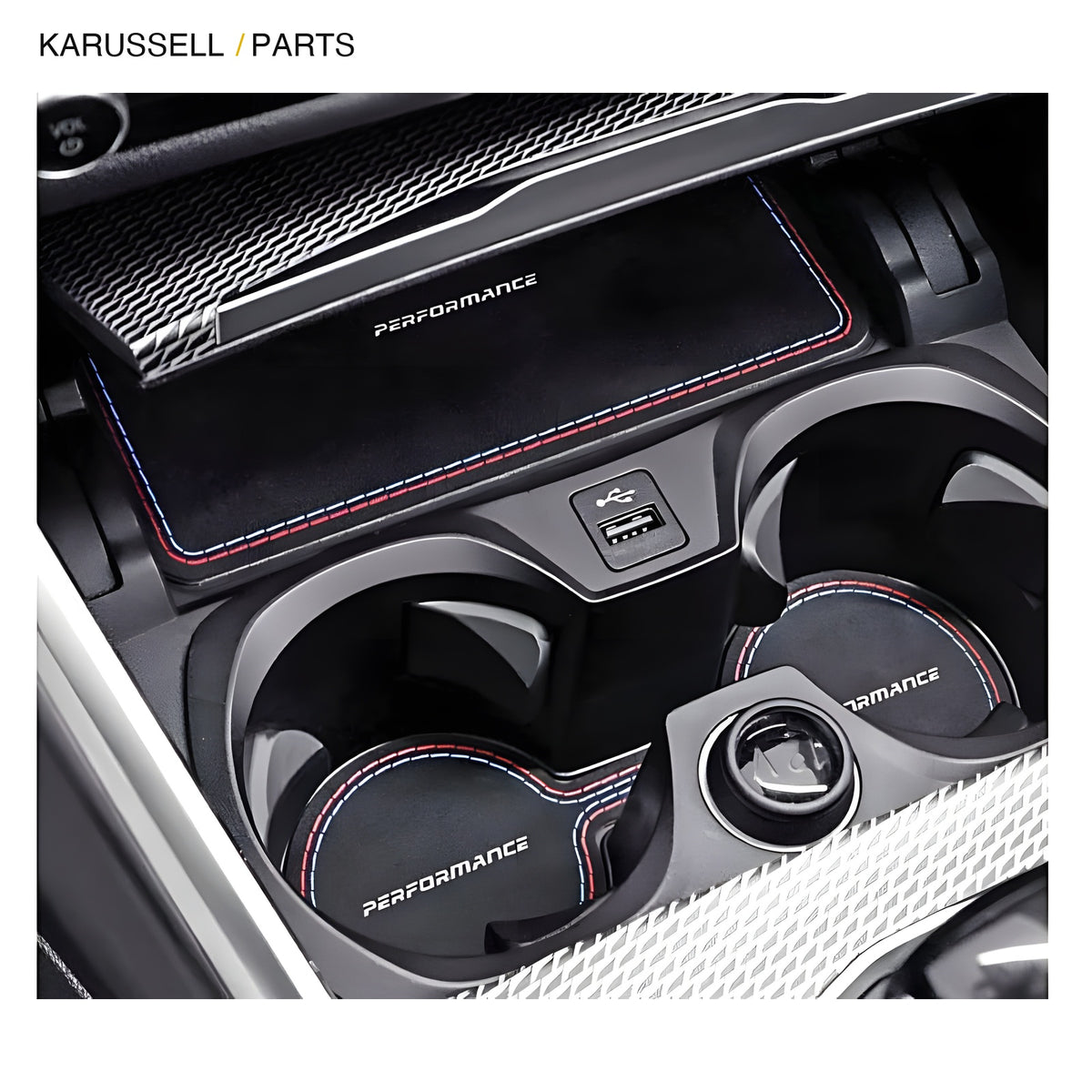 Microsuede coasters in the G20 console