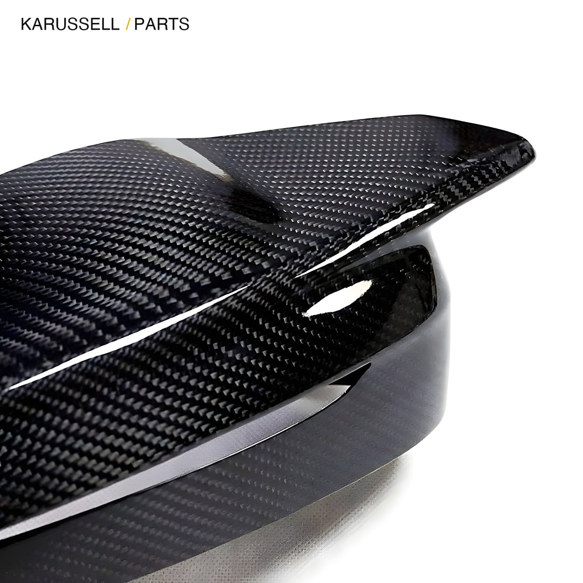Dry carbon mirror cap profile, gloss finish